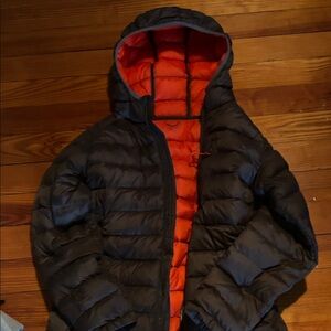 L.L. Bean Men's Black and Orange Zip Up Sweater